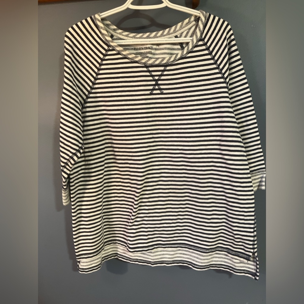 Ellen Tracy Black and White Striped Women's Top XL